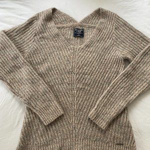 Abercrombie and Fitch Grey and Light Pink Cozy Sweater